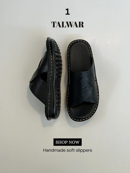 Talwar Handmade Soft Slippers - Carbon Black