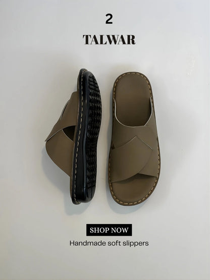 Talwar Handmade Soft Slippers - Olive Green