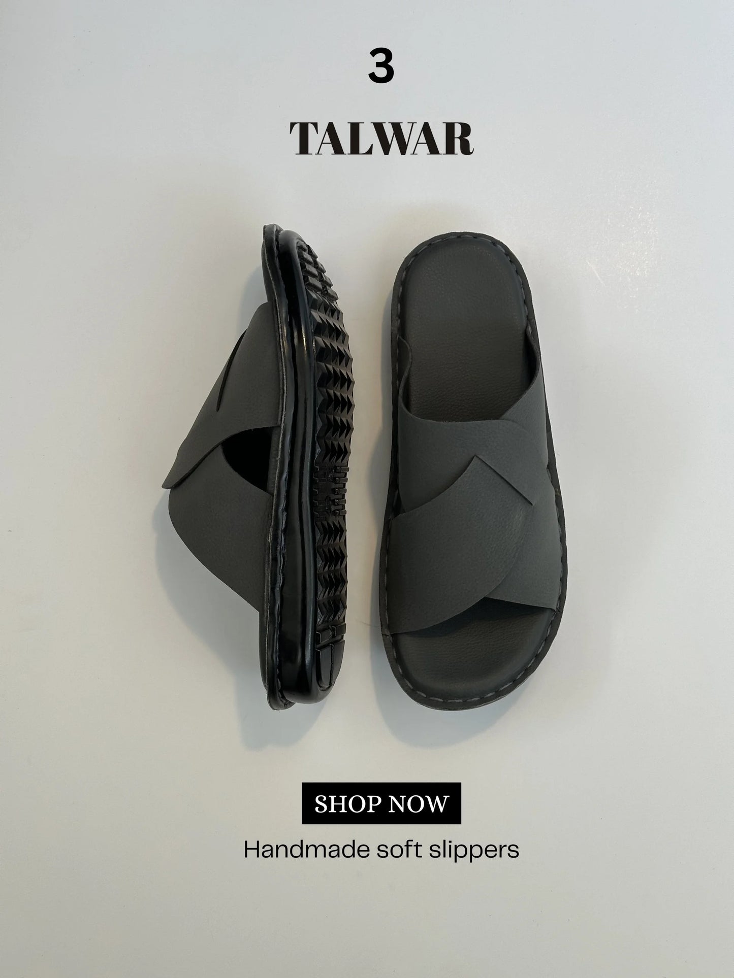 Talwar Handmade Soft Slippers - Charcoal Grey
