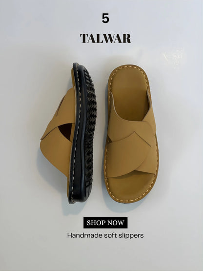 Talwar Handmade Soft Slippers - Golden Tan