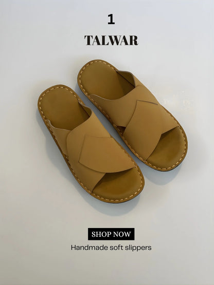 Talwar Handmade Soft Slippers - Golden Tan