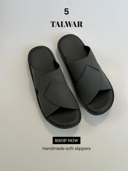 Talwar Handmade Soft Slippers - Charcoal Grey