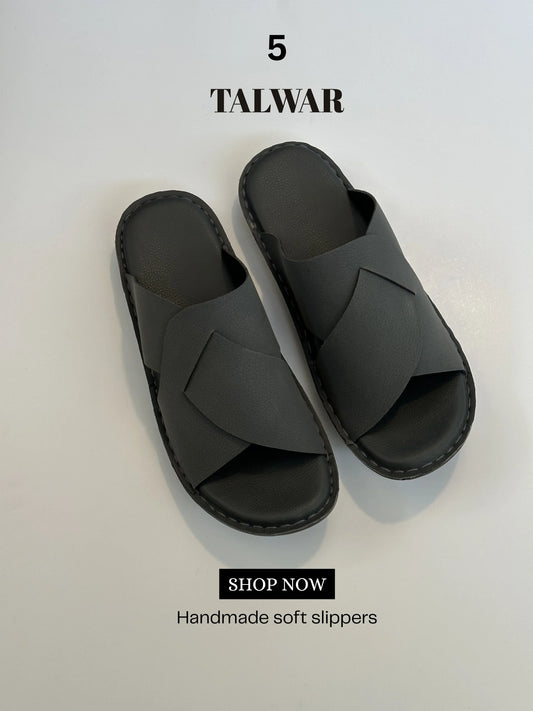 Talwar Handmade Soft Slippers - Charcoal Grey