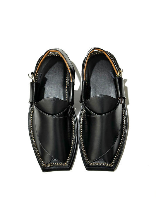 Kaptaan Chappal – Black (High Shine)