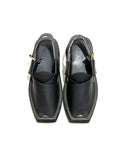 Kaptaan Chappal – Black (Gold Stitch)