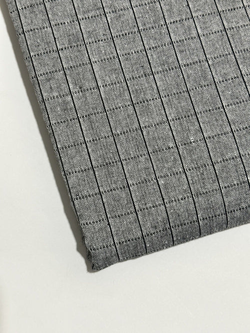 Light grey and black striped handmade winter wool fabric