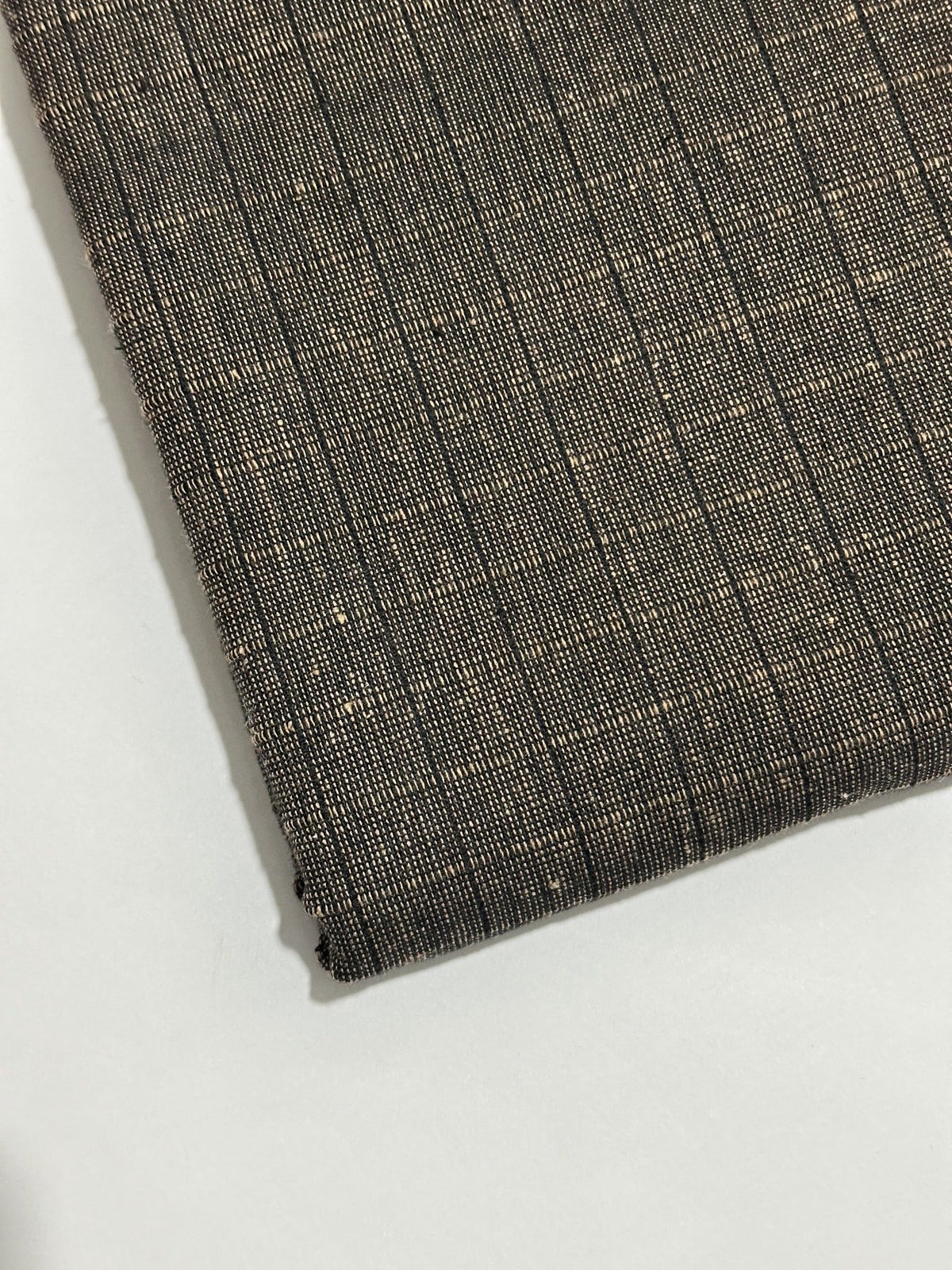 Brown and beige checked handmade winter wool fabric