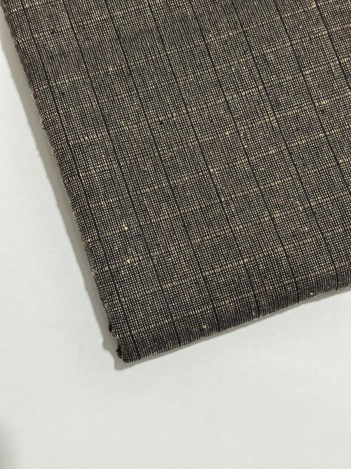 Brown and beige checked handmade winter wool fabric
