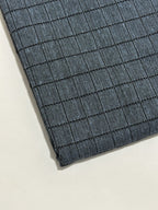 Blue grey checked handmade winter wool fabric