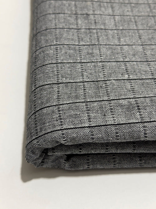 Grey black striped Dastoor winter wool fabric, folded detail