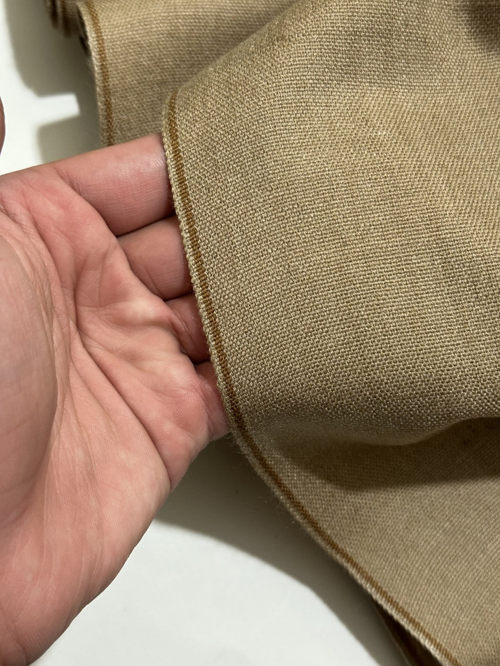 Sand Beige Handmade Hamtaa wool fabric, woven border detail