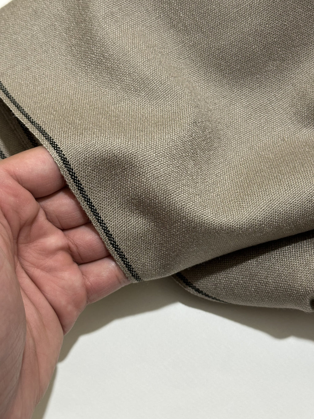 Sand Beige Handmade Hamtaa wool fabric, selvedge detail